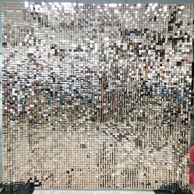 Wholesale Advertising Shimmer Sequins Backdrop Sparking Mirror 50pcs Sequin Shimmer Wall Panels Backdrop For Wedding Decoration