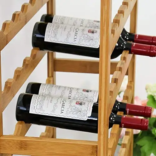 Bamboo Wine Rack  Wine Storage Holder Display Shelves for Storing Bottles at Home 36 Bottle Wine Rack 6 Shelves With Drawers
