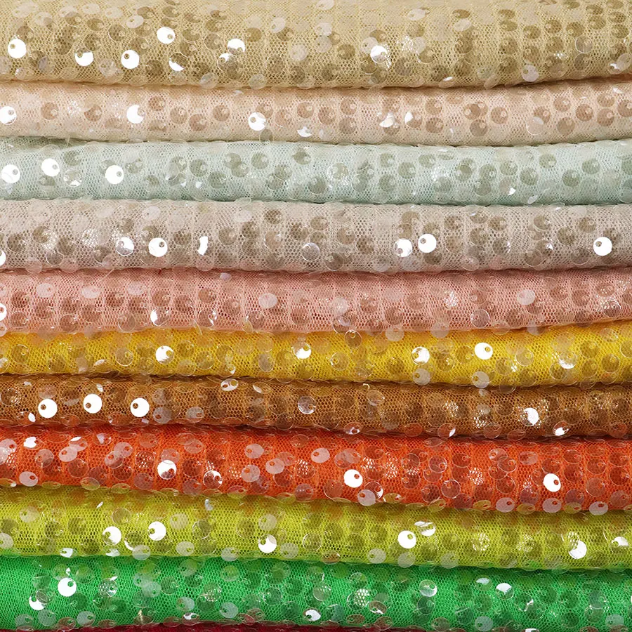New Color Multiple Color Options 5mm Transparent Spangle Embroidery Sequin Fabric for Girl Women Dress Wear