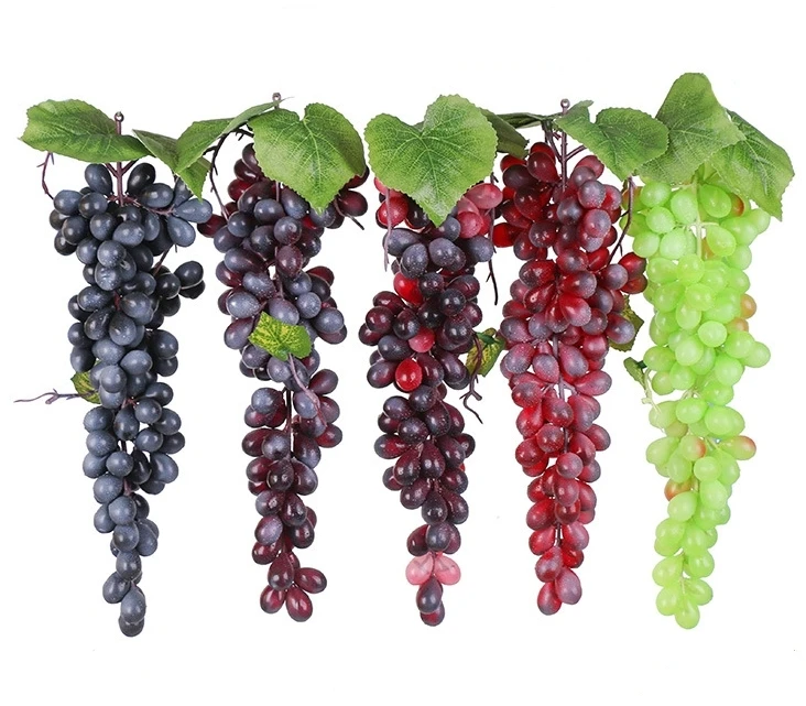 Yopin-2134 Artificial Grapes PVC Fruit Indoor Background Decorative Fake Grape Bunch