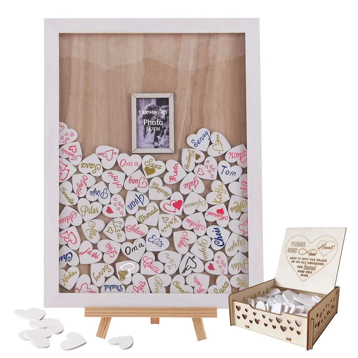 
Wooden Alternative Loving Hearts Wedding Gift Guest Book 