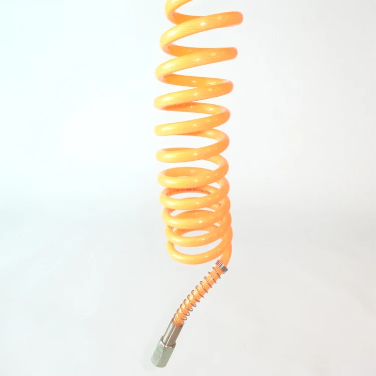 Cost-Effective Truck PU braided Coiled Tube Spring Pneumatic Spiral Air Brake Hose Assembly For Semi Trailer