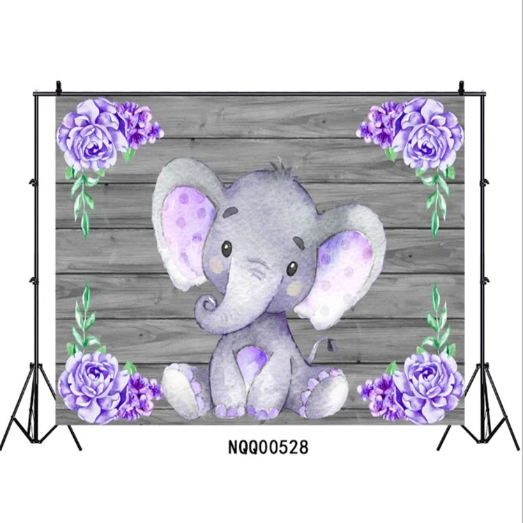 Elephant Baby Shower Backdrop Elephant Photography Background 7x5ft Elephant Birthday Party Banner Backdrops