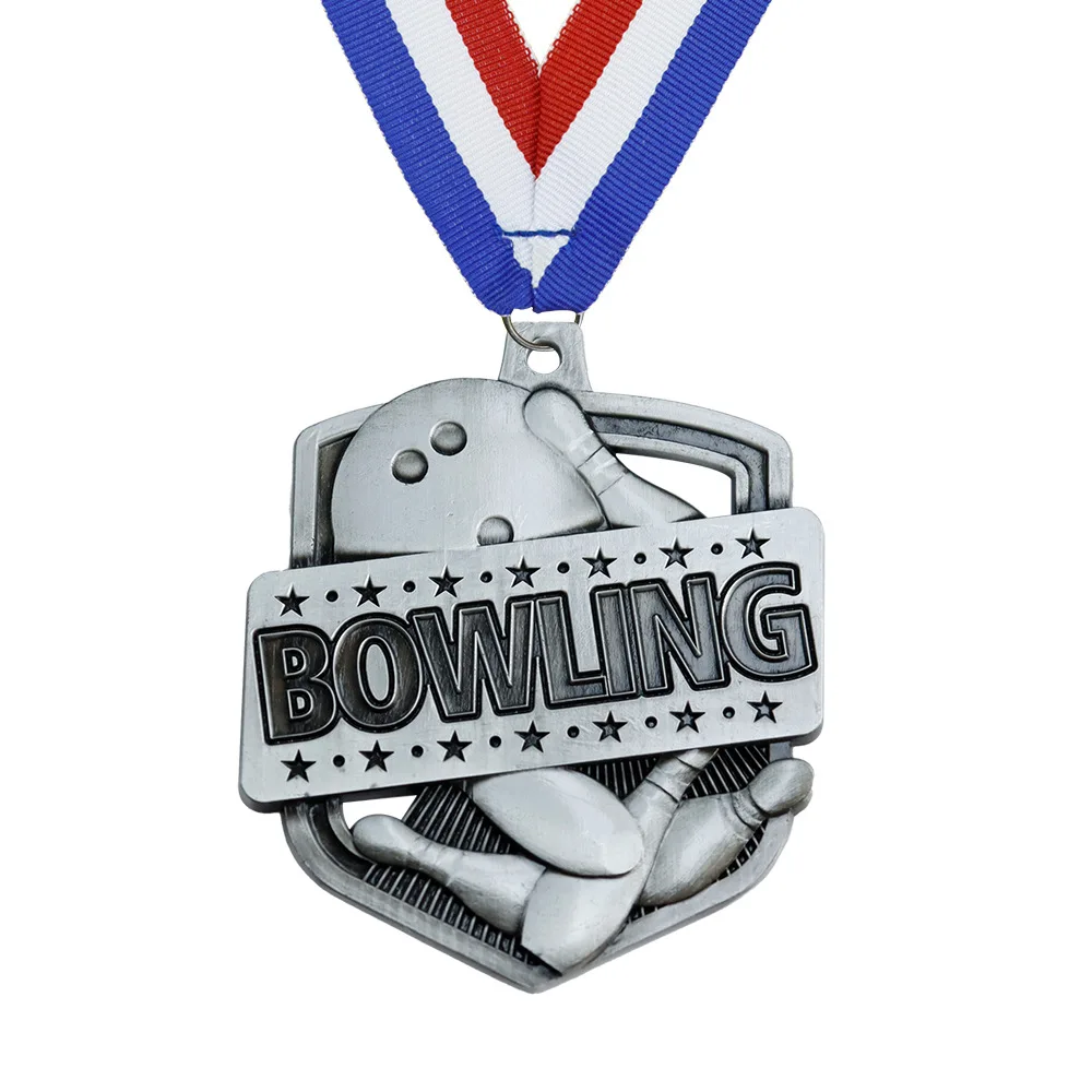 Manufactures Cheap Zinc Alloy Metal Sport Medal bowling ball 2D 3D Award Custom Medal