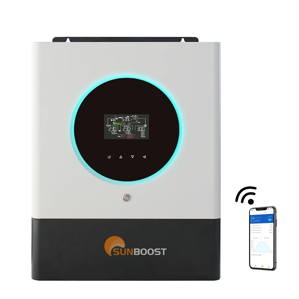 Solar Inverter Hybrid Solar Power 11kw  Parallel 6pcs Inverter Built-In Wifi Large Color Lcd Touch Screen Solar Inverter