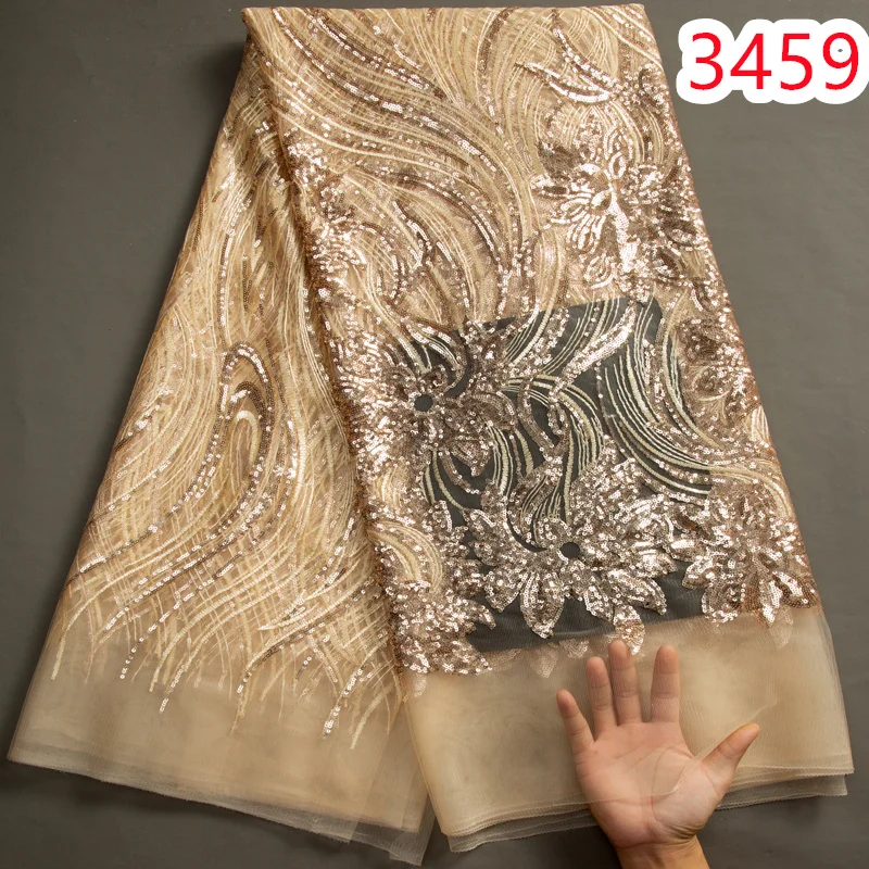 African Mesh Tulle Lace Fabric 2023 High Quality Luxurious Wedding Party Dress for Women French Sequined Net Lace Fabric 3459
