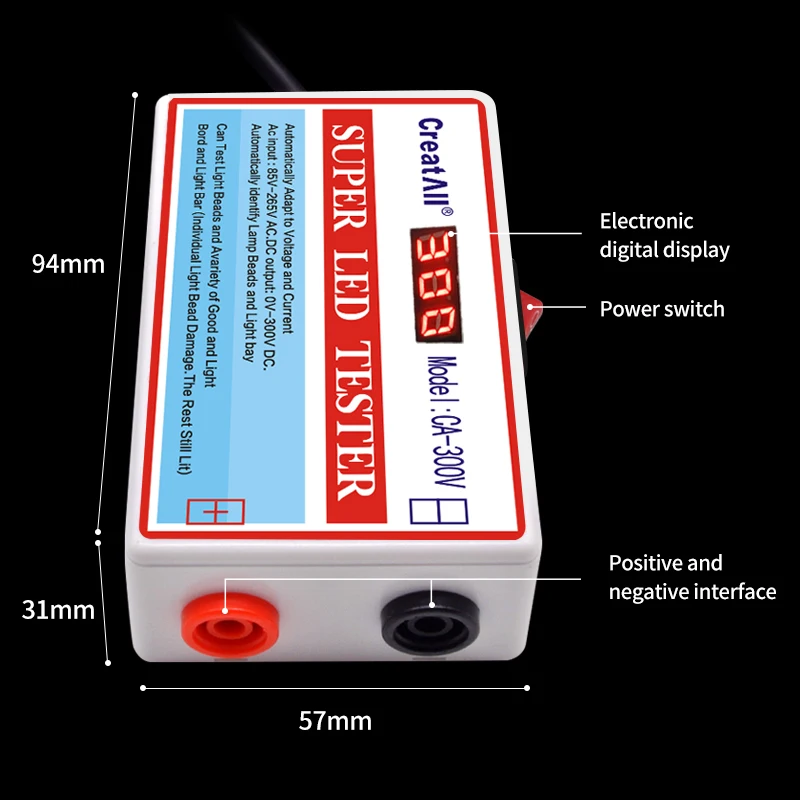 CA-300V LED backlight lamp strip bead lamp TESTER Removable LCD TV maintenance testing tool LED TV TESTER with switch
