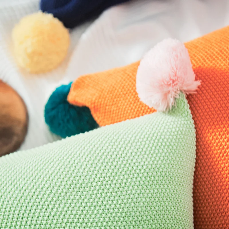Yw  Soft 100% Cotton Custom Knit Decorative Crochet  Knitted Throw Baby Cushion Pillow Case Cover