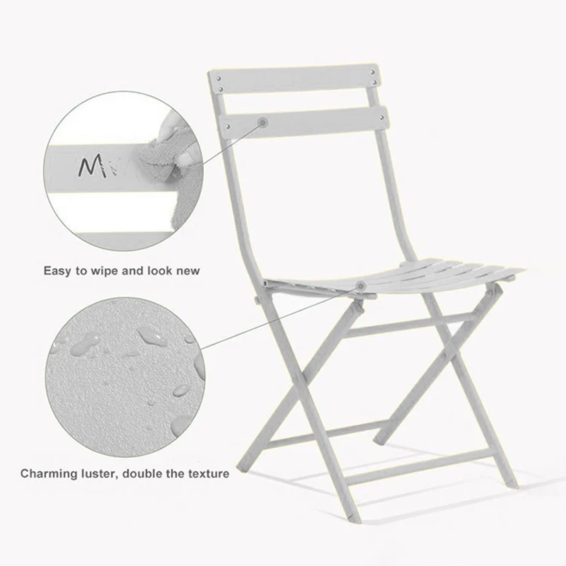 Garden Iron Frame Furniture Sets Colorful Folding Chairs and Tables for Balconies with White Pink Green and Blue Options