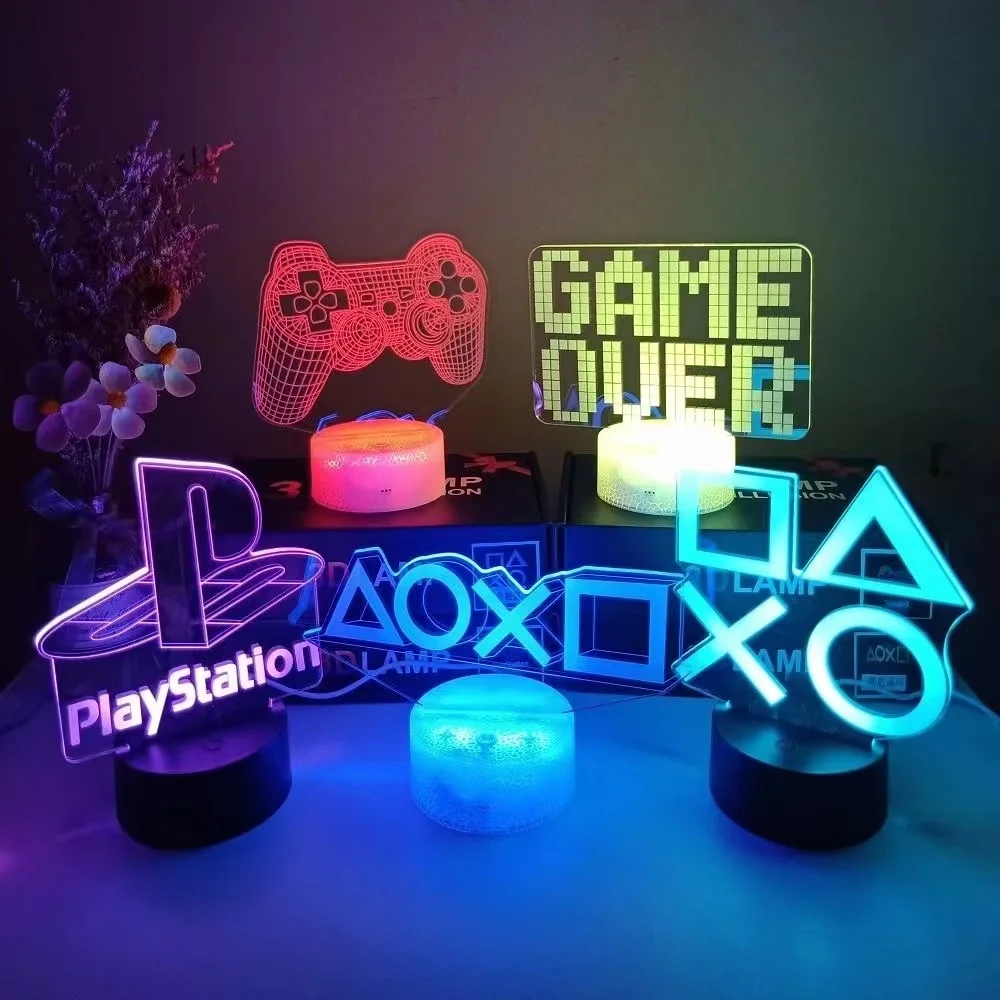 PS5 игровая зона 3D лампа игровые поклонники украшение для комнаты в подарок светодиодная иллюзионная
