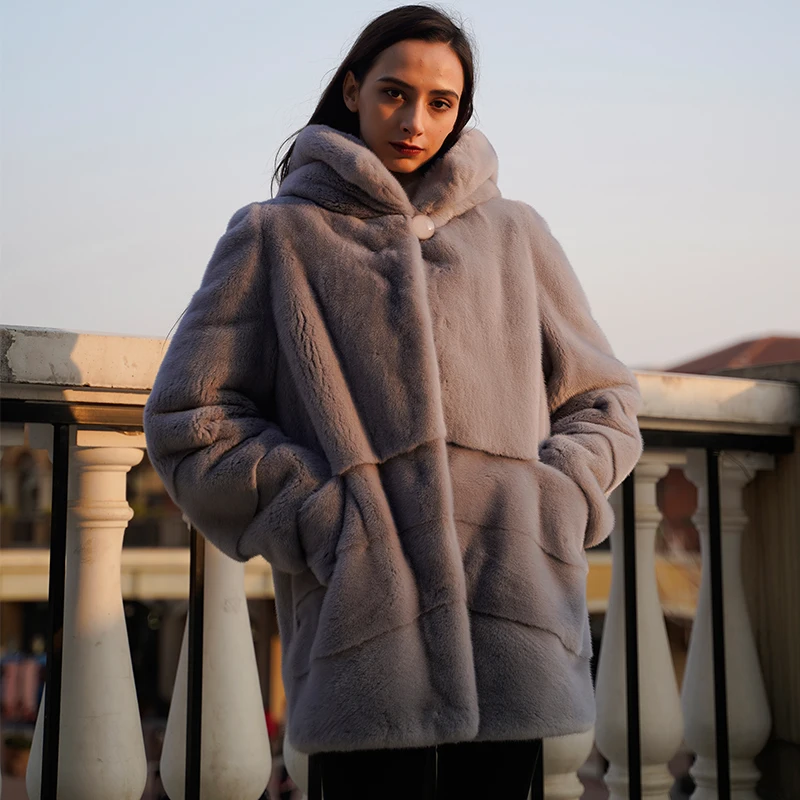 Excellent Comfortable Classic Fashion Hooded Women Grey Casual Thickened Woman Coat