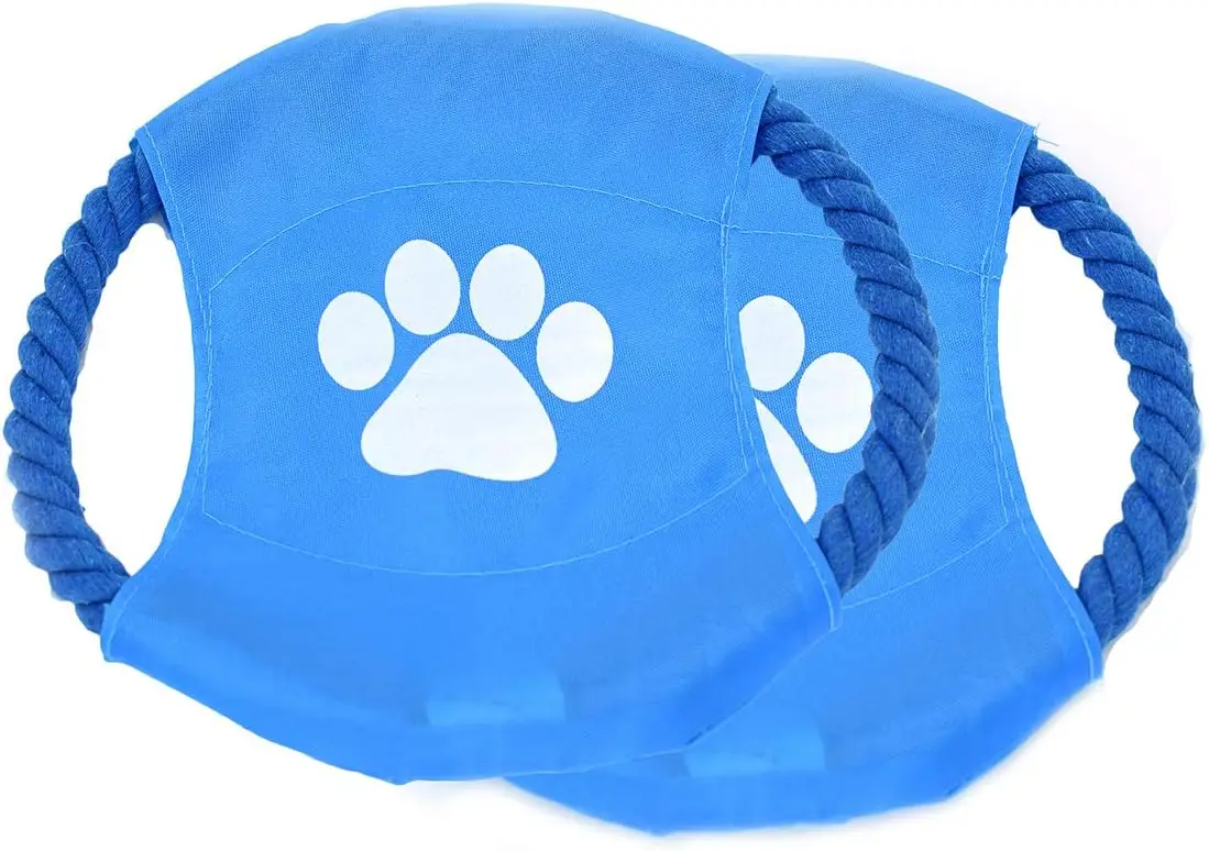 Flying OEM Custom logo Dog Training Interactive frisbeed soft Fiber cotton flying rope ring frisbeed for dog