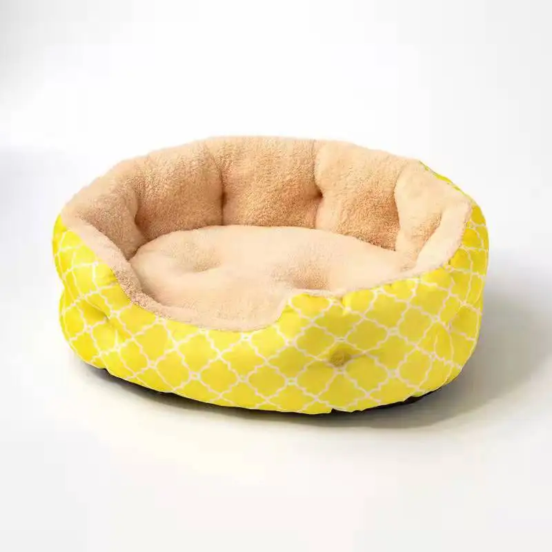 Oxford Cloth Material Pet Dog Sofa Bed With Fur Liner Removable And Washable Dog Cat square kennel non-slip bottom Nest