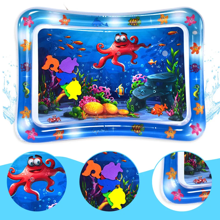 Environmental hot selling high quality cute octopus pattern pvc inflatable baby water play mat for fun