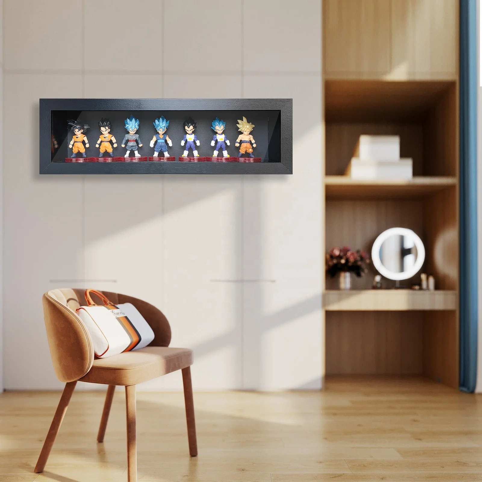 Wooden Action Figure Display Case Collection Cabinet Toy Figure Display Funko Pop Figures Display Case