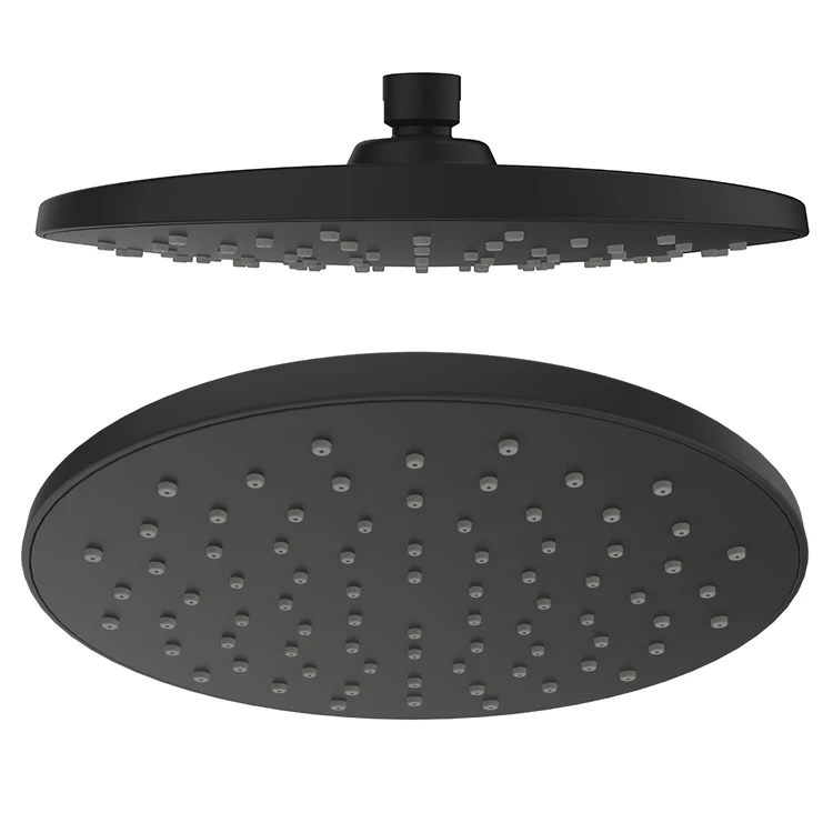 Aw3t Rain Shower 9 Inch/225mm Rainfall Shower Head Adjustable With Swivel Ball Ceiling Round Black Showers
