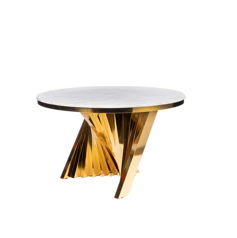 2020 New Design Gold Stainless Steel Marble Top Round Dining Table For Home Wedding Rental