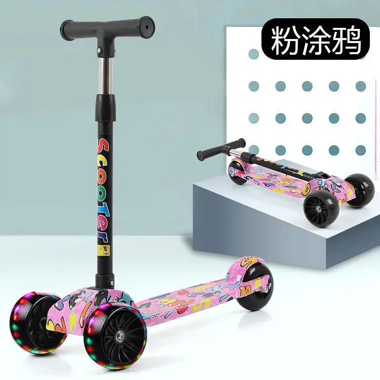 Eco-Friendly Three-Wheeled Alloy Scooter for Kids Foldable Pedal Design Pedal Tricycle Made of Durable Plastic