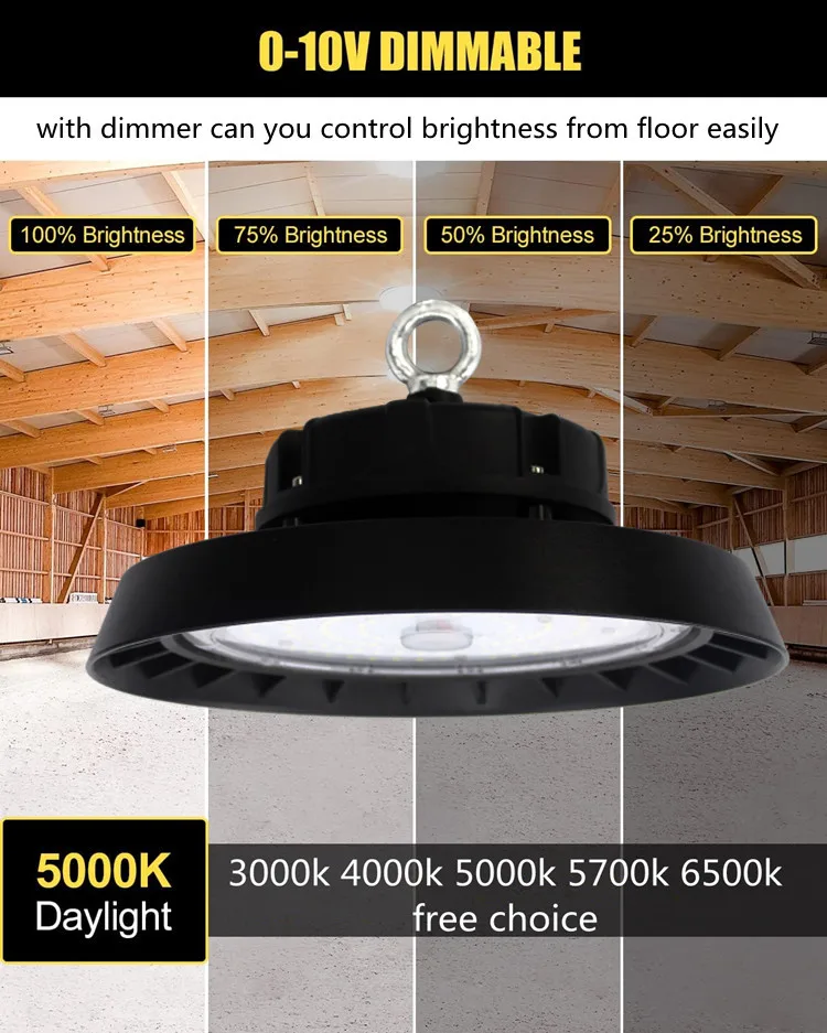 ETL DLC SAA CB dimming warehouse led light waterproof 120-347v high volt 150w 200 high bay led lamp 150lm/w 180lm/w 3cct 3power