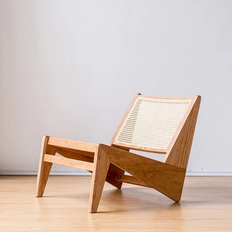 TPZ058 Wholesale Cherry solid wood rattan leisure lounge chairs home funiture wooden recliner chair living room chairs