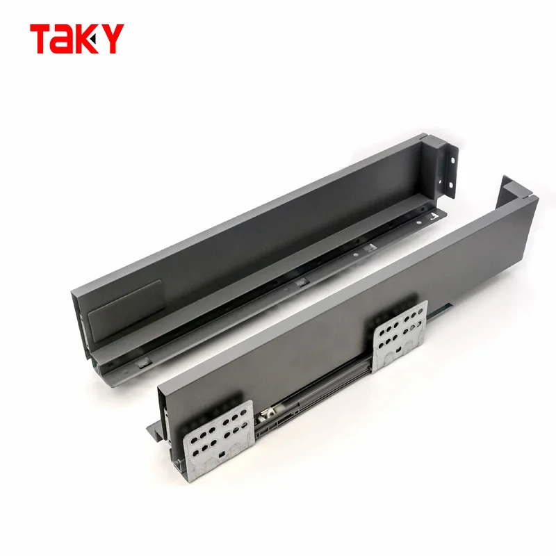 TK-302 Furniture Hardware Double Wall Drawer Slide Soft Closing Type 100mm Height Box Channel