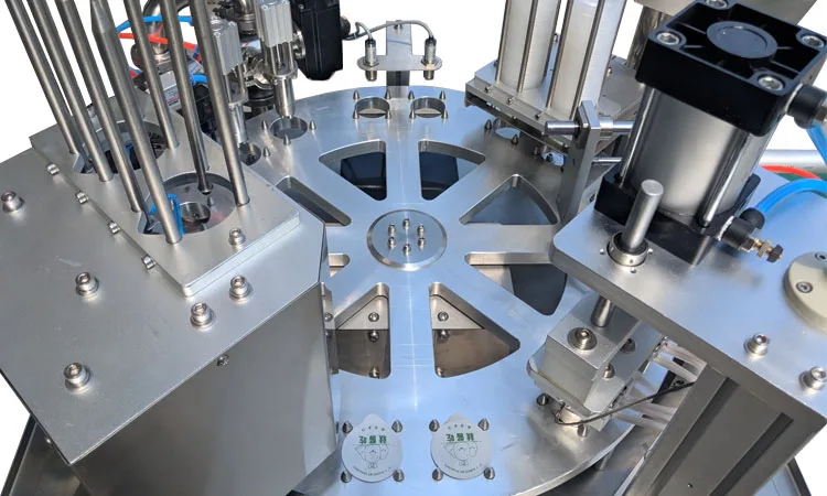 Industrial automatic rotary round or square cup filling sealing machine for juice milk water honey with alarm