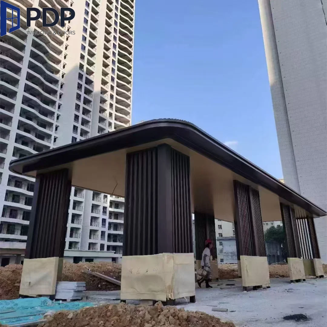 Outdoor Rain-Proof Garden Landscape Pavilion with Windproof Wooden Frame Aluminum Type