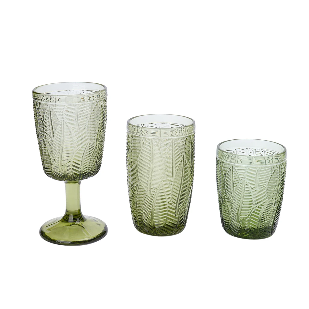 Wholesale Glasses Embossed Champagne Glass Goblet Party Wedding Decoration Luxury Red Pink Wine Glasses Cups Set