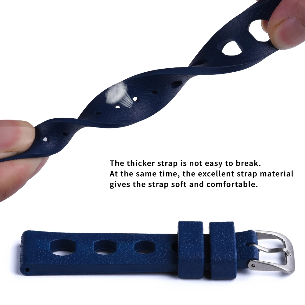 JUELONG 1960s 20mm Tropical 2.0 Fkm Rubber Watch Straps With Quick Release For Divering Watch Bands