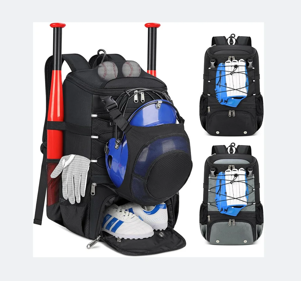 BSCI Factory Custom Lightweight Adult Youth Baseball Equipment Softball Bat Bags With Shoes Compartment Men Sports Bag Backpack