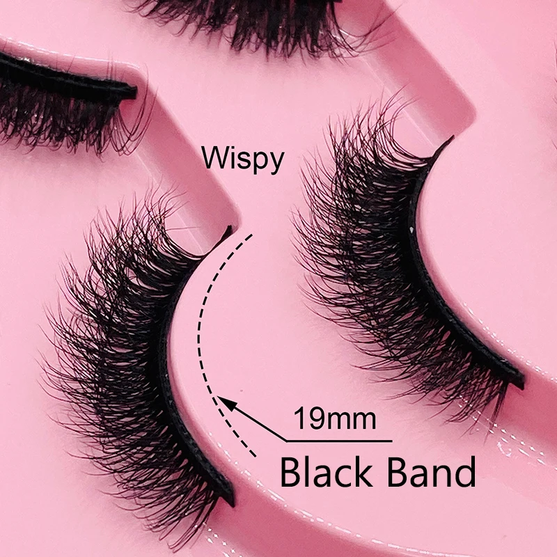 Half Strip Lash Clear Black Band Half Strip Eyelashes Faux Mink White Label Half Lashes