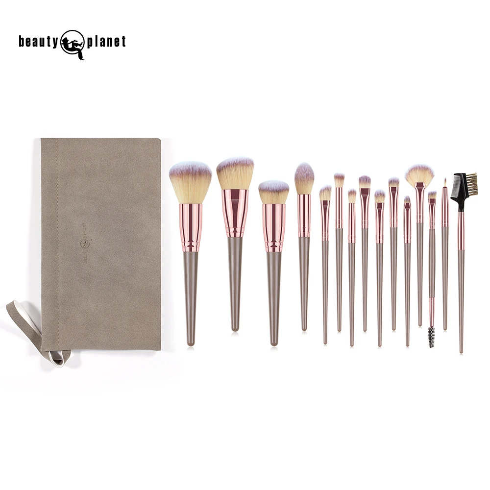 Beauty Planet Private Label 2024 Hot Sales Vegan Makeup Brushes Sets Tools 15 Makeup Brush Set Travel Makeup Brushes