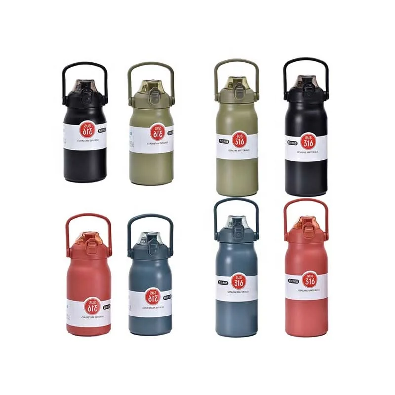 Large Capacity 1000ml Custom Double Wall 316 Stainless Steel Vacuum Insulated Sport Water Bottle With Handle BPA Free