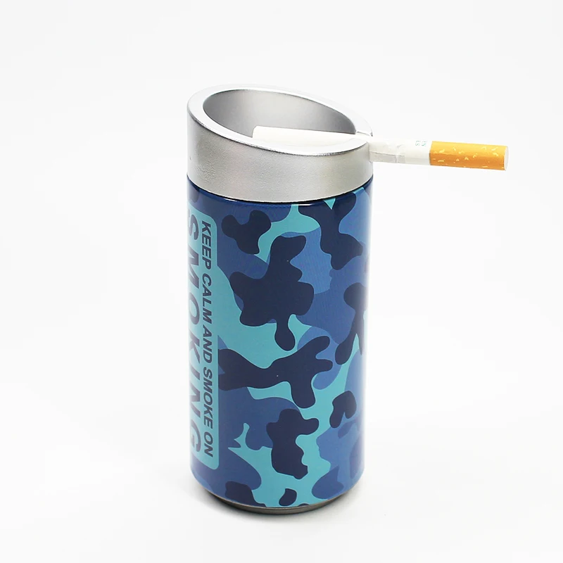 UKETA custom logo slope shaped heat resistant tin ashtray cup holder windproof ashtray for car