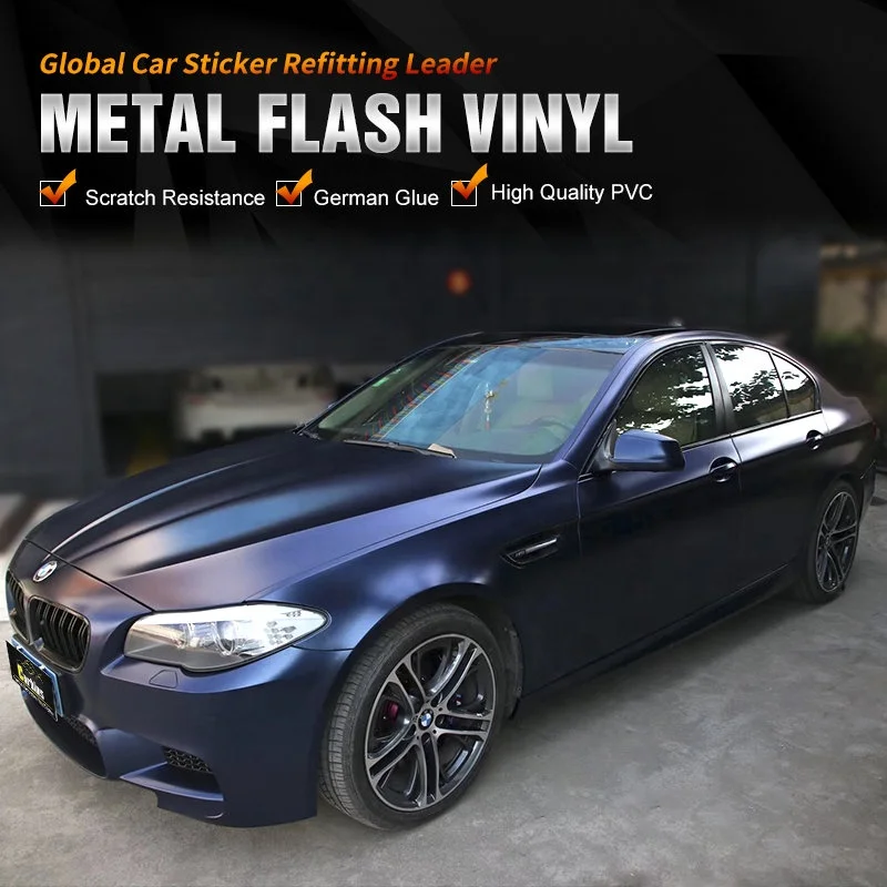 Carbins Pearl Midnight Blue Metallic Chrome Vinyl Car Wrap Fast Shipping 3M Metallic Chrome Vinyl For Size: 1.52 X 18 Meter