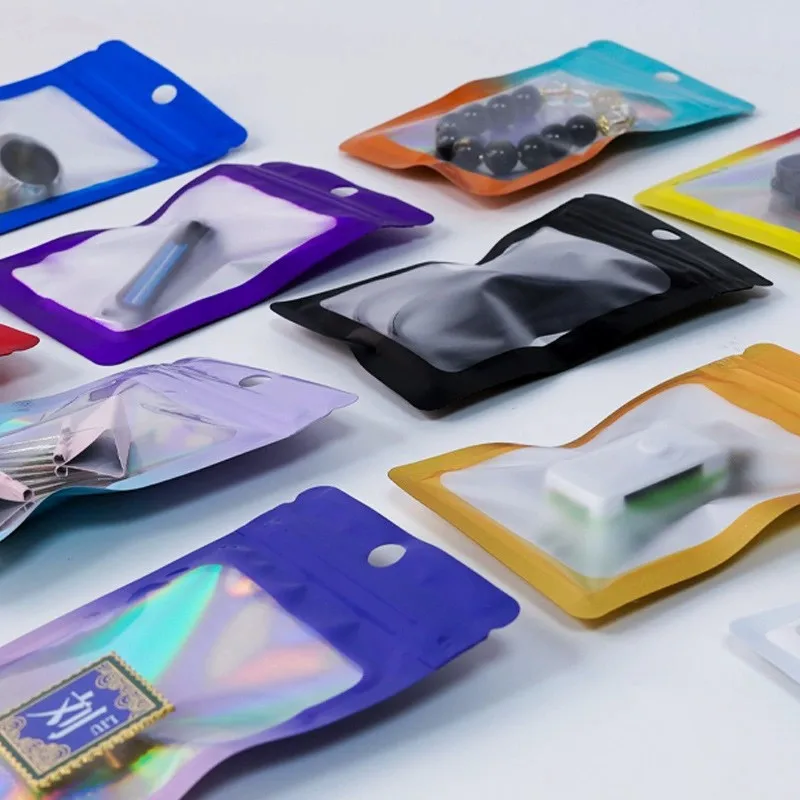 Printing Iridescent Plastic Laser Holographic Zipper Poly Bag Zip Lock Bags