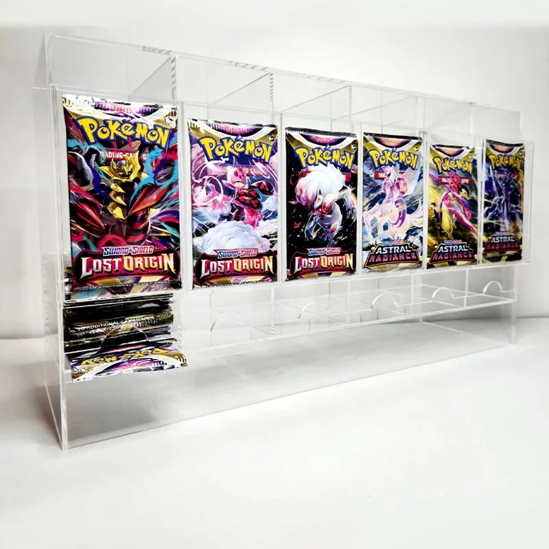 Collect Cards Pack Display Holder 3 slot 6 Slot Acrylic Trading Card Game Booster 6 slot acrylic card pack dispenser