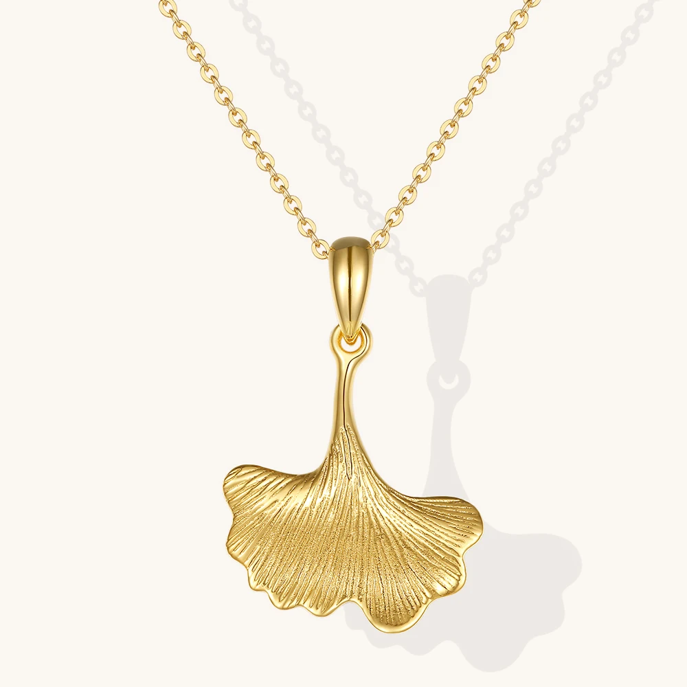 Gold Plated Chains Matte Multi-Stripes Ginkgo Biloba Leaf Pendant Charms Jewelry Making Supplies