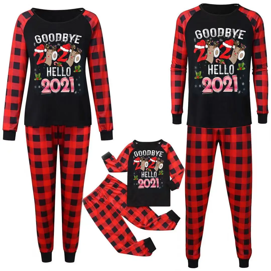 2021 New Designer Xmas Mommy And Me Two Piece Women Men Baby Children Long Winter Family Matching Christmas Pajamas Sets