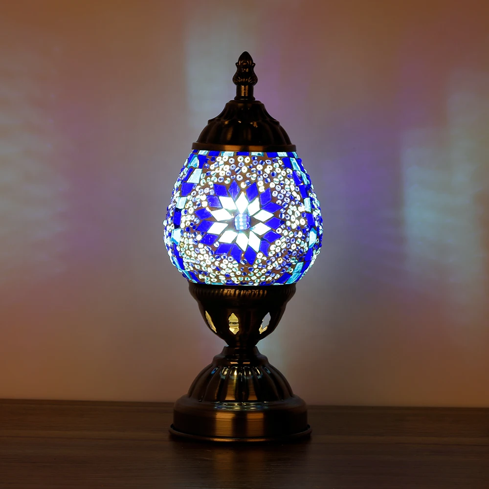 Marrakech Handmade Moroccan Lantern Tiffany Style Bedside Lamp Turkish Mosaic Glass Table Lamp for Room Decor