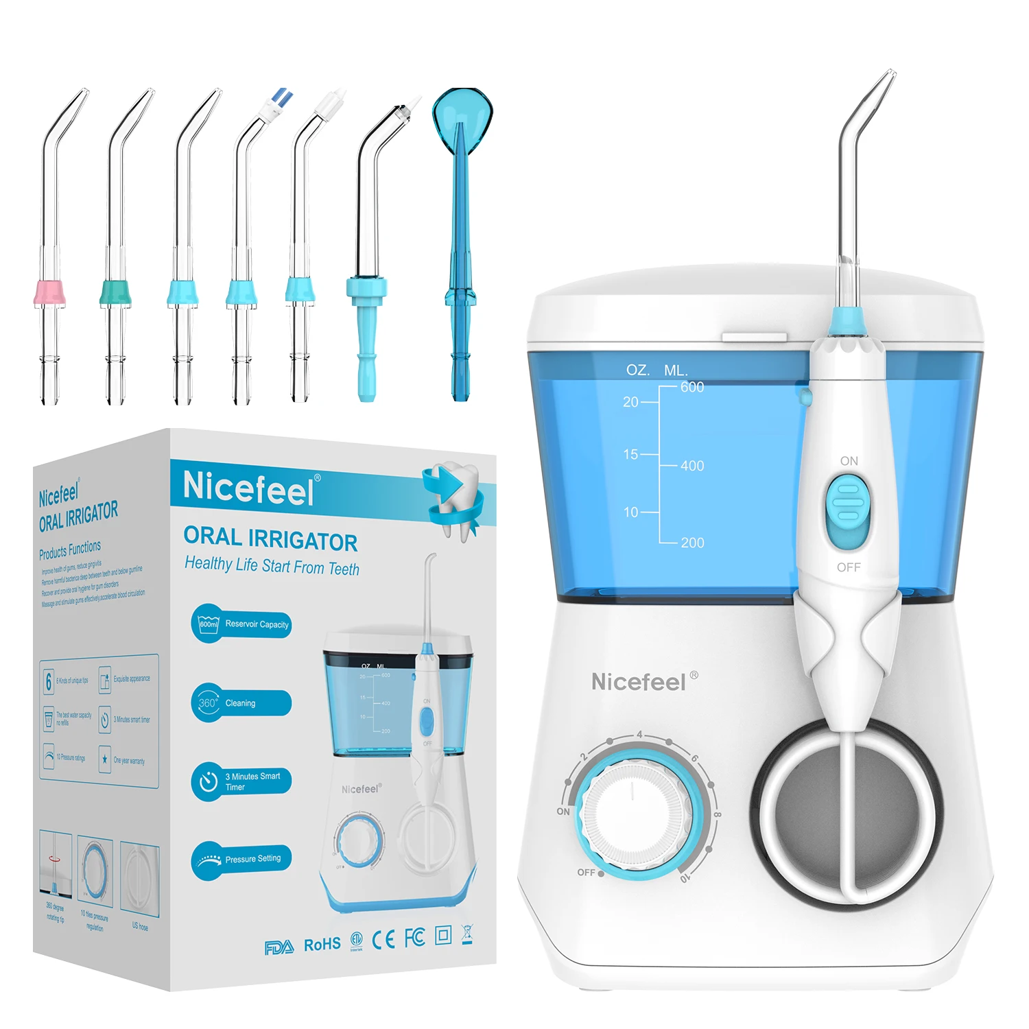 Desktop Oral Irrigator Water Flosser   With Electric Toothbrush 600ML Water Tank Waterproof Teeth Cleaner Water Flosser