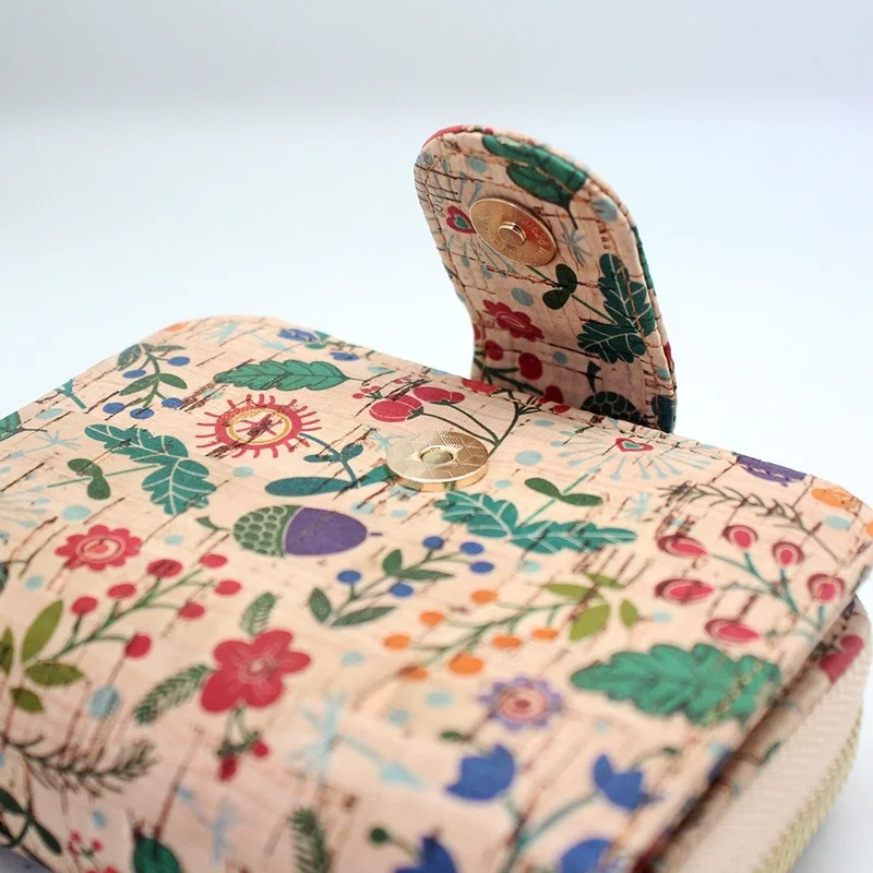 wholesale New Flower Ladies Purse Wallet Free Shipping Cork Printed Made of Wood Multi Card Position Luxury Womens RFID Wallet C