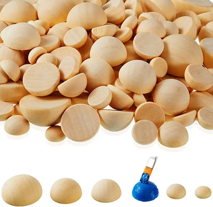 Tailai Unfinished Split Wooden Balls Half Cut Wood Paint DIY Craft Toy Home Decoration