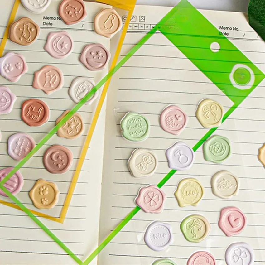 Vintage style Custom colorful 3D DIY wax seal cards scrapbook stationary envelope decorative journal planner paper stickers