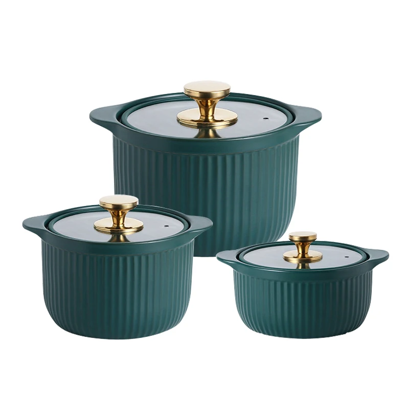 Creative matte color glaze ceramic casserole with glass lid