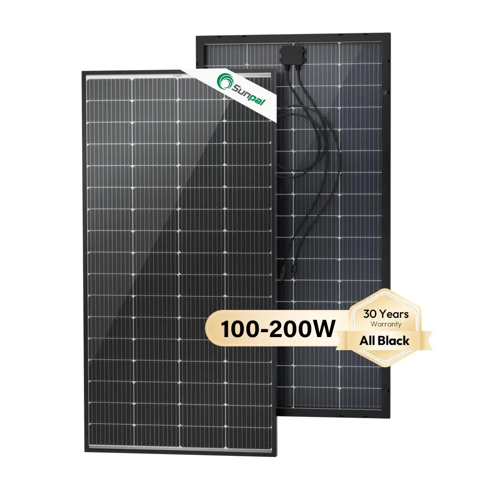 Sunpal Solar Panel Mono Black 100W 150W 200Watt Mono Crystalline Solar Panels For Home