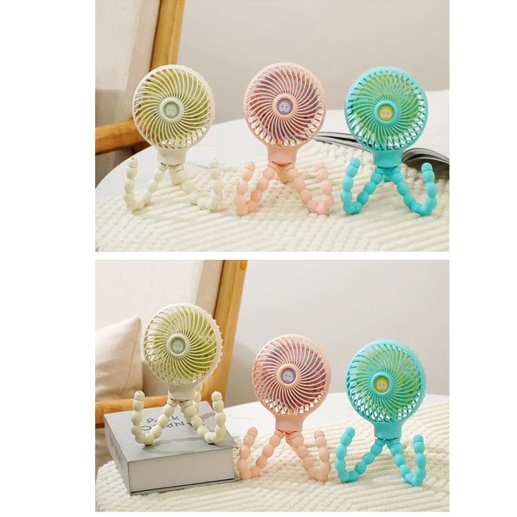 2023 Hot Sale Small Octopus Mini Fan Portable Travel Rechargeable Handheld Fan Stroller Winding Mini Usb Baby Fan