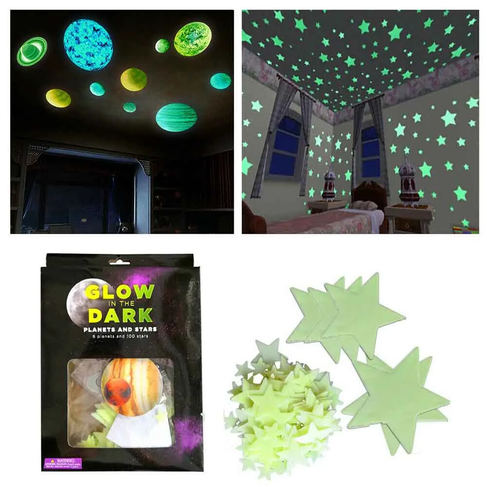 
Glow In The Dark Luminous Stars and Moon Wall Stickers Ceiling Bedroom Deco 