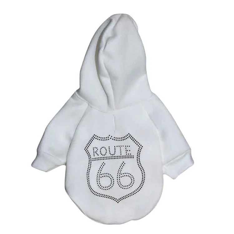 
White Fleece Route 66 Hoodie Dog Pet Clothes 
