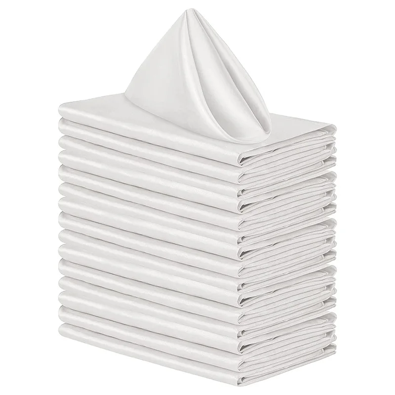 Satin Napkins Soft Dinner Napkins Square Table Napkins 17 x 17 Inches for Restaurant Weddings Party Dinner Decoration